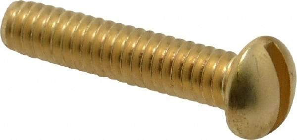 Value Collection - 1/4-20 UNC, 1-1/4" Length Under Head Slotted Drive Machine Screw - Round Head, Brass, Without Washer - USA Tool & Supply