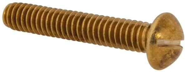 Value Collection - 1/4-20 UNC, 1-1/2" Length Under Head Slotted Drive Machine Screw - Round Head, Brass, Without Washer - USA Tool & Supply