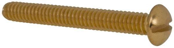 Value Collection - 1/4-20 UNC, 2" Length Under Head Slotted Drive Machine Screw - Round Head, Brass, Without Washer - USA Tool & Supply