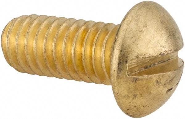 Value Collection - 5/16-18 UNC, 3/4" Length Under Head Slotted Drive Machine Screw - Round Head, Brass, Uncoated, Without Washer - USA Tool & Supply