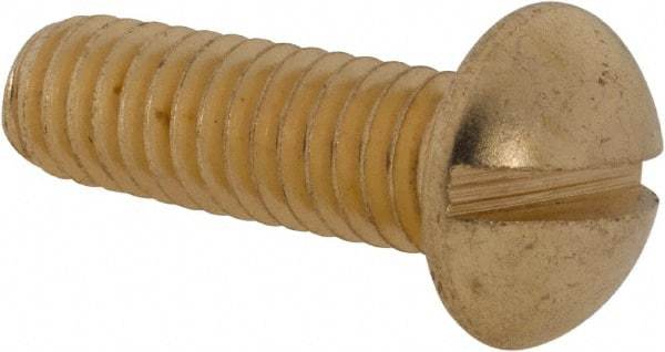 Value Collection - 5/16-18 UNC, 1" Length Under Head Slotted Drive Machine Screw - Round Head, Brass, Uncoated, Without Washer - USA Tool & Supply