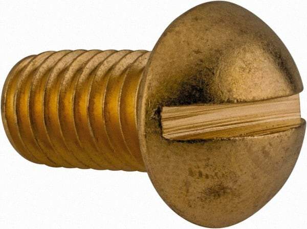 Value Collection - 3/8-16 UNC, 3/4" Length Under Head Slotted Drive Machine Screw - Round Head, Brass, Uncoated, Without Washer - USA Tool & Supply