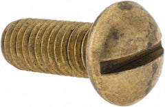 Made in USA - 3/8-16 UNC, 1" Length Under Head Slotted Drive Machine Screw - Round Head, Brass, Uncoated, Without Washer - USA Tool & Supply