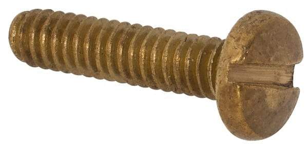 Made in USA - #2-56 UNC, 3/8" Length Under Head Slotted Drive Machine Screw - Binding Head, Brass, Uncoated, Without Washer - USA Tool & Supply
