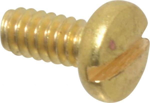 Made in USA - #4-40 UNC, 1/4" Length Under Head Slotted Drive Machine Screw - Binding Head, Brass, Uncoated, Without Washer - USA Tool & Supply