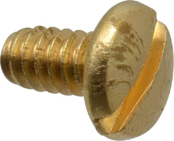 Made in USA - #6-32 UNC, 1/4" Length Under Head Slotted Drive Machine Screw - Binding Head, Brass, Uncoated, Without Washer - USA Tool & Supply
