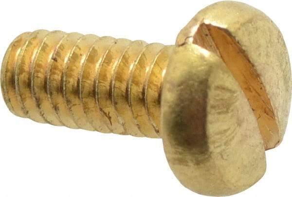 Made in USA - #8-32 UNC, 3/8" Length Under Head Slotted Drive Machine Screw - Binding Head, Brass, Uncoated, Without Washer - USA Tool & Supply