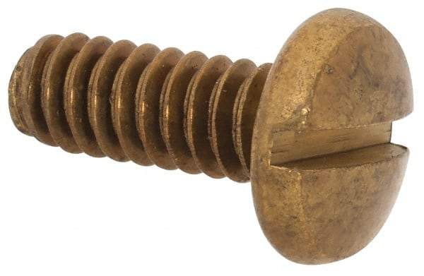 Value Collection - #10-24 UNC, 1/2" Length Under Head Slotted Drive Machine Screw - Binding Head, Brass, Uncoated, Without Washer - USA Tool & Supply