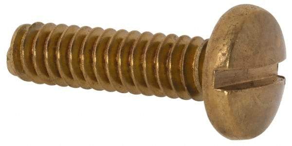 Value Collection - #10-24 UNC, 3/4" Length Under Head Slotted Drive Machine Screw - Binding Head, Brass, Uncoated, Without Washer - USA Tool & Supply