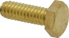 Value Collection - 1/4-20 UNC, 3/4" Length Under Head Hex Head Cap Screw - Brass, 7/16" Hex - USA Tool & Supply