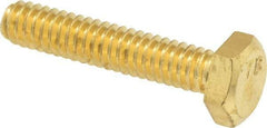 Value Collection - 1/4-20 UNC, 1-1/4" Length Under Head Hex Head Cap Screw - Brass, 7/16" Hex - USA Tool & Supply