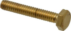 Value Collection - 1/4-20 UNC, 1-1/2" Length Under Head Hex Head Cap Screw - Brass, 7/16" Hex - USA Tool & Supply