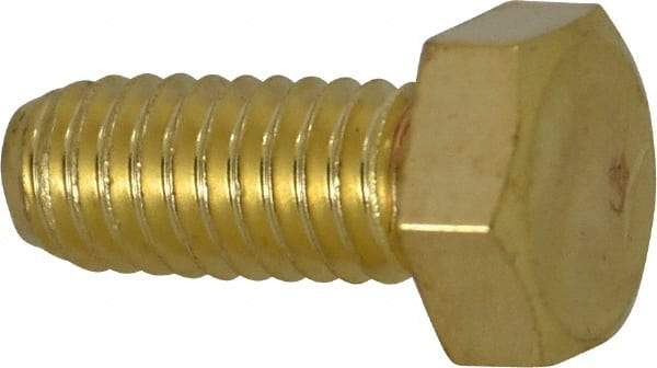 Value Collection - 5/16-18 UNC, 3/4" Length Under Head Hex Head Cap Screw - Brass, 1/2" Hex - USA Tool & Supply