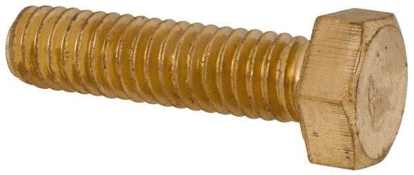 Value Collection - 5/16-18 UNC, 1-1/4" Length Under Head Hex Head Cap Screw - Brass, 1/2" Hex - USA Tool & Supply