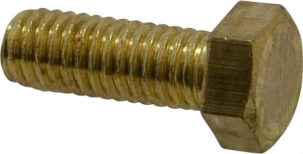 Value Collection - 3/8-16 UNC, 1" Length Under Head Hex Head Cap Screw - Brass, 9/16" Hex - USA Tool & Supply