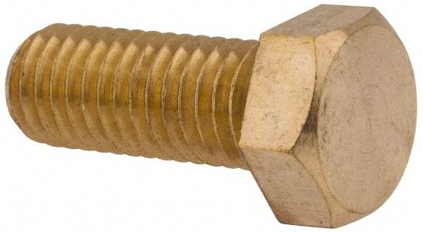 Value Collection - 1/2-13 UNC, 1-1/4" Length Under Head Hex Head Cap Screw - Brass, 3/4" Hex - USA Tool & Supply