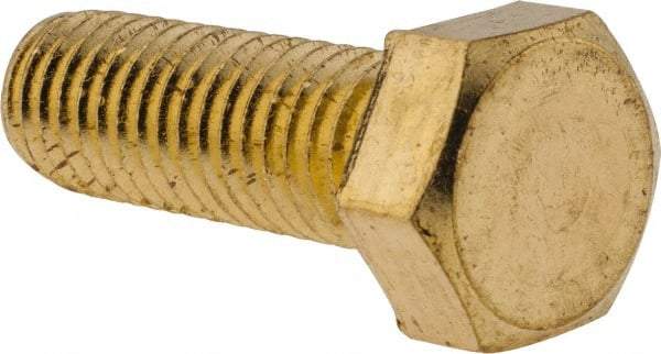 Value Collection - 1/2-13 UNC, 1-1/2" Length Under Head Hex Head Cap Screw - Brass, 3/4" Hex - USA Tool & Supply