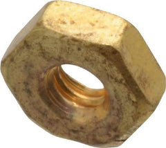 Value Collection - #4-40 UNC Brass Right Hand Machine Screw Hex Nut - 1/4" Across Flats, 3/32" High, Uncoated - USA Tool & Supply