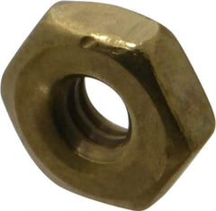 Value Collection - #6-32 UNC Brass Right Hand Machine Screw Hex Nut - 5/16" Across Flats, 7/64" High, Uncoated - USA Tool & Supply