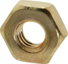 Value Collection - #8-32 UNC Brass Right Hand Machine Screw Hex Nut - 11/32" Across Flats, 1/8" High, Uncoated - USA Tool & Supply