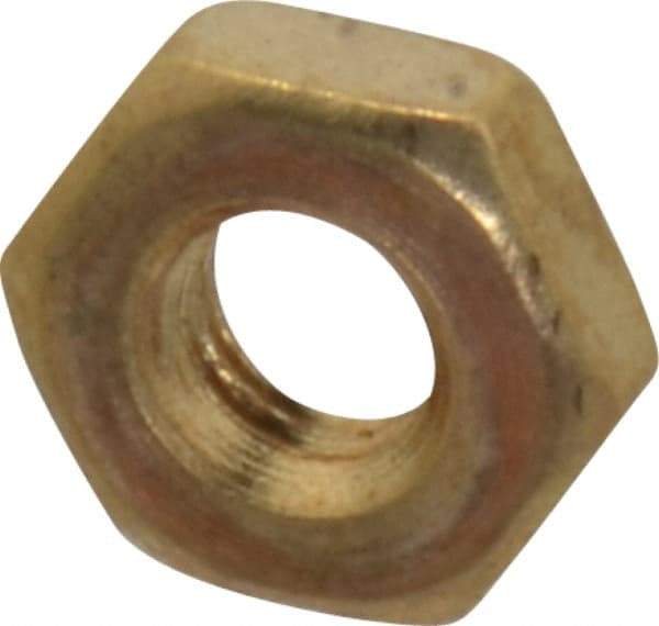 Value Collection - #10-32 UNF Brass Right Hand Machine Screw Hex Nut - 3/8" Across Flats, 1/8" High, Uncoated - USA Tool & Supply