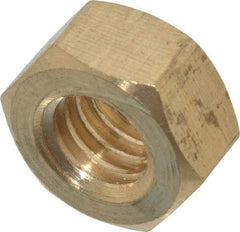 Value Collection - 5/16-18 UNC Brass Right Hand Hex Nut - 1/2" Across Flats, 17/64" High, Uncoated - USA Tool & Supply