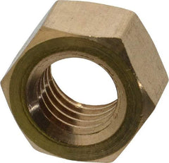 Value Collection - 1/2-13 UNC Brass Right Hand Hex Nut - 3/4" Across Flats, 7/16" High, Uncoated - USA Tool & Supply