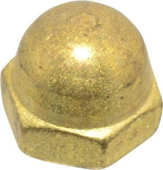 Value Collection - #6-32 UNC, 5/16" Width Across Flats, Uncoated, Brass Acorn Nut - 1/4" Overall Height - USA Tool & Supply