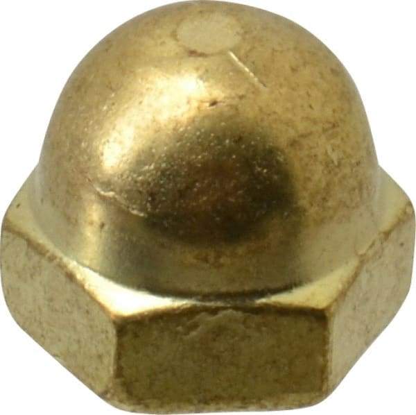 Value Collection - #8-32 UNC, 5/16" Width Across Flats, Uncoated, Brass Acorn Nut - 1/4" Overall Height - USA Tool & Supply