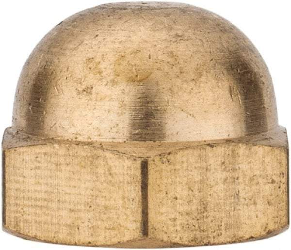 Value Collection - 3/8-16" UNC, 5/8" Width Across Flats, Uncoated, Brass Acorn Nut - 27/64" Overall Height - USA Tool & Supply