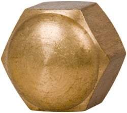 Value Collection - 1/2-13" UNC, 3/4" Width Across Flats, Uncoated, Brass Acorn Nut - 9/16" Overall Height - USA Tool & Supply