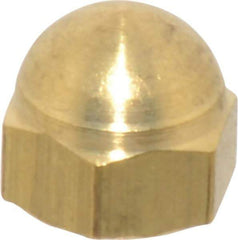 Value Collection - #10-32 UNF, 3/8" Width Across Flats, Uncoated, Brass Acorn Nut - 11/32" Overall Height - USA Tool & Supply