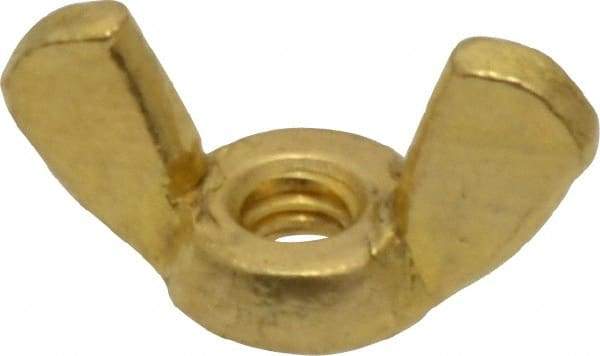 Value Collection - #8-32 UNC, Brass Standard Wing Nut - 0.91" Wing Span, 0.47" Wing Span - USA Tool & Supply