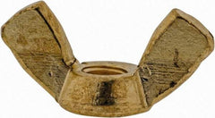 Value Collection - #10-32 UNF, Brass Standard Wing Nut - 0.91" Wing Span, 0.47" Wing Span - USA Tool & Supply