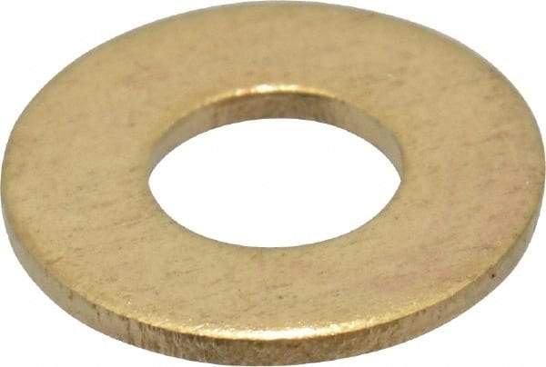 Value Collection - #8 Screw, Brass Standard Flat Washer - 0.172" ID x 3/8" OD, 0.032" Thick, Plain Finish - USA Tool & Supply