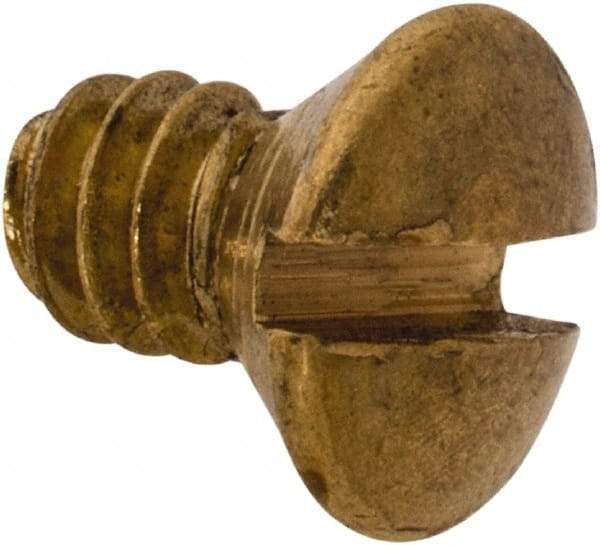 Value Collection - #6-32 UNC, 1/4" OAL Slotted Drive Machine Screw - Oval Head, Brass, Uncoated, Without Washer - USA Tool & Supply
