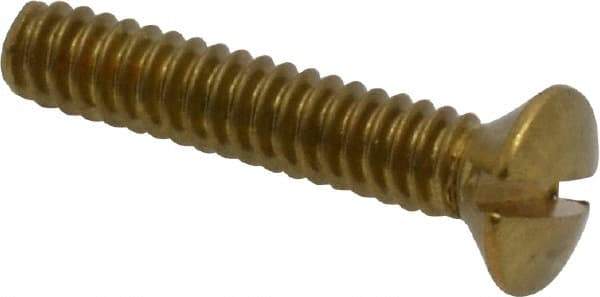 Made in USA - #6-32 UNC, 3/4" OAL Slotted Drive Machine Screw - Oval Head, Brass, Uncoated, Without Washer - USA Tool & Supply