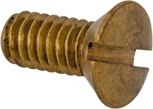 Value Collection - #8-32 UNC, 3/8" OAL Slotted Drive Machine Screw - Oval Head, Brass, Uncoated, Without Washer - USA Tool & Supply