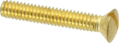 Value Collection - #8-32 UNC, 1" OAL Slotted Drive Machine Screw - Oval Head, Brass, Uncoated, Without Washer - USA Tool & Supply