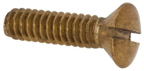 Value Collection - #10-24 UNC, 3/4" OAL Slotted Drive Machine Screw - Oval Head, Brass, Uncoated, Without Washer - USA Tool & Supply