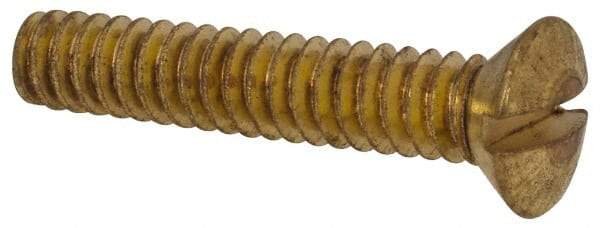 Value Collection - #10-24 UNC, 1" OAL Slotted Drive Machine Screw - Oval Head, Brass, Uncoated, Without Washer - USA Tool & Supply