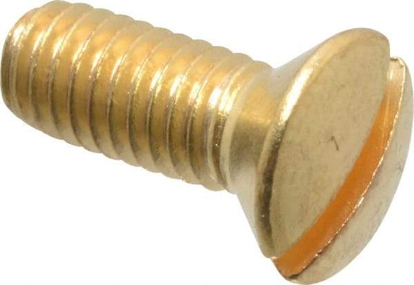 Value Collection - #10-32 UNF, 1/2" OAL Slotted Drive Machine Screw - Oval Head, Brass, Uncoated, Without Washer - USA Tool & Supply
