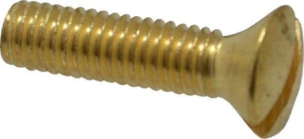 Value Collection - #10-32 UNF, 3/4" OAL Slotted Drive Machine Screw - Oval Head, Brass, Uncoated, Without Washer - USA Tool & Supply