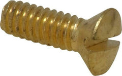 Value Collection - 1/4-20 UNC, 3/4" OAL Slotted Drive Machine Screw - Oval Head, Brass, Uncoated, Without Washer - USA Tool & Supply