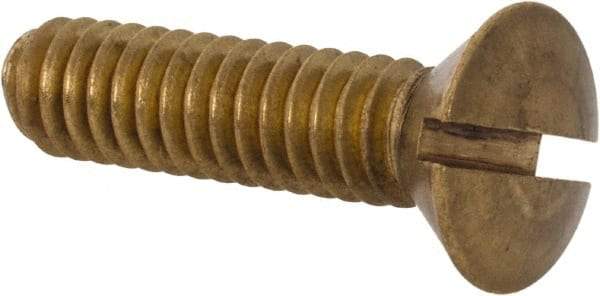 Value Collection - 1/4-20 UNC, 1" OAL Slotted Drive Machine Screw - Oval Head, Brass, Uncoated, Without Washer - USA Tool & Supply