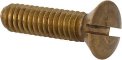 Value Collection - 1/4-20 UNC, 1" OAL Slotted Drive Machine Screw - Oval Head, Brass, Uncoated, Without Washer - USA Tool & Supply