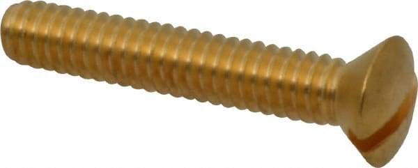 Value Collection - 1/4-20 UNC, 1-1/2" OAL Slotted Drive Machine Screw - Oval Head, Brass, Uncoated, Without Washer - USA Tool & Supply
