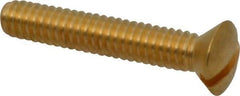 Value Collection - 1/4-20 UNC, 1-1/2" OAL Slotted Drive Machine Screw - Oval Head, Brass, Uncoated, Without Washer - USA Tool & Supply
