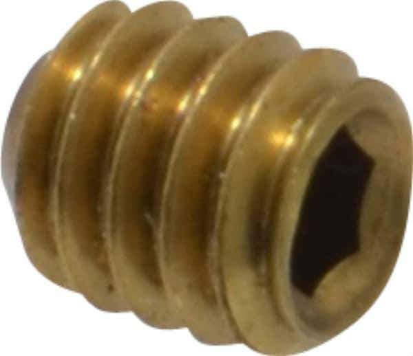 Value Collection - #8-32 UNC, 3/16" OAL, Cup Point Set Screw - Brass, 5/64" Key - USA Tool & Supply