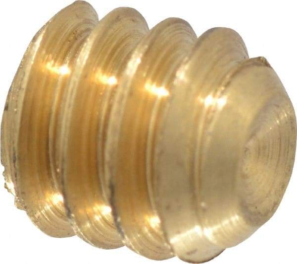 Value Collection - #10-24 UNC, 3/16" OAL, Cup Point Set Screw - Brass, 3/32" Key - USA Tool & Supply